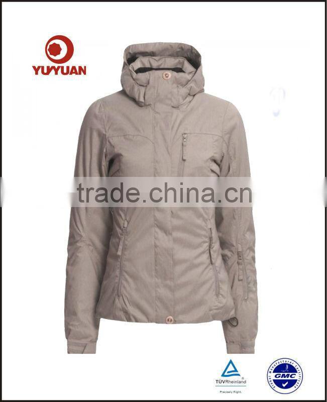 Women's professional waterproof windproof winter ski garment with hood