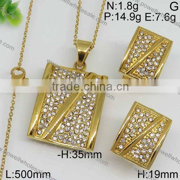 Hot stainless steel jewelry wholesale 18k gold plated jewelry set