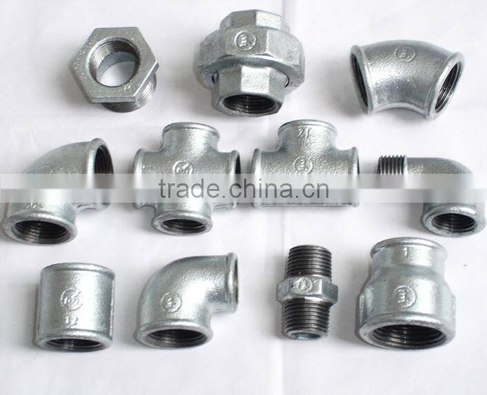 galvanized/black color malleable iron equal cross pipe fitting