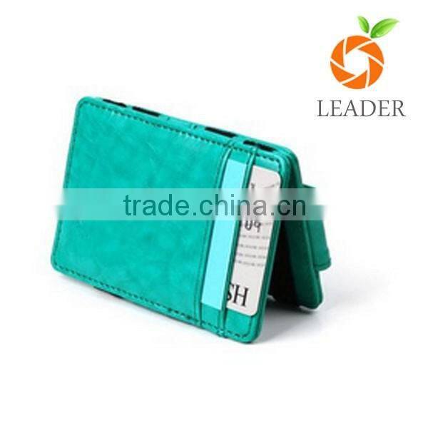 wholesale factory price colorful blocking magic wallet,genuine leather card holder