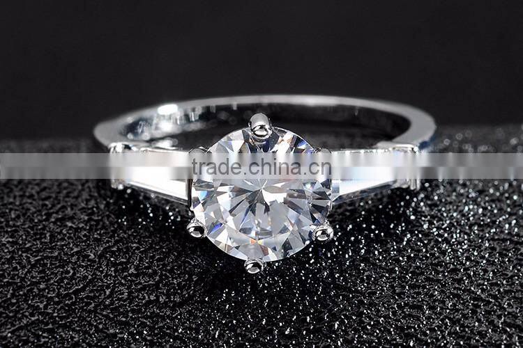 Women's jewelry silver plating white zircon luxury adjustable engagement rings