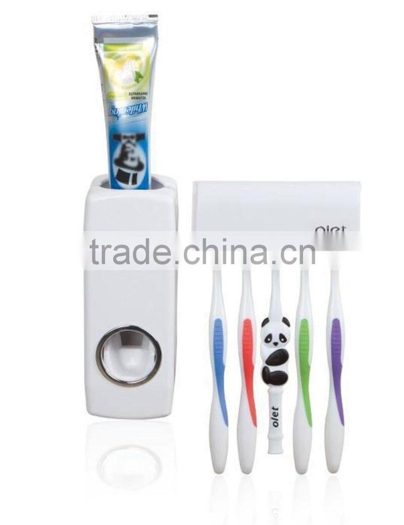 Toothpaste Dispenser Wall Mounted Automatic Toothpaste Squeezer Toilet Brush Holder Hands Free Dust-proof Toothpaste Squeezer