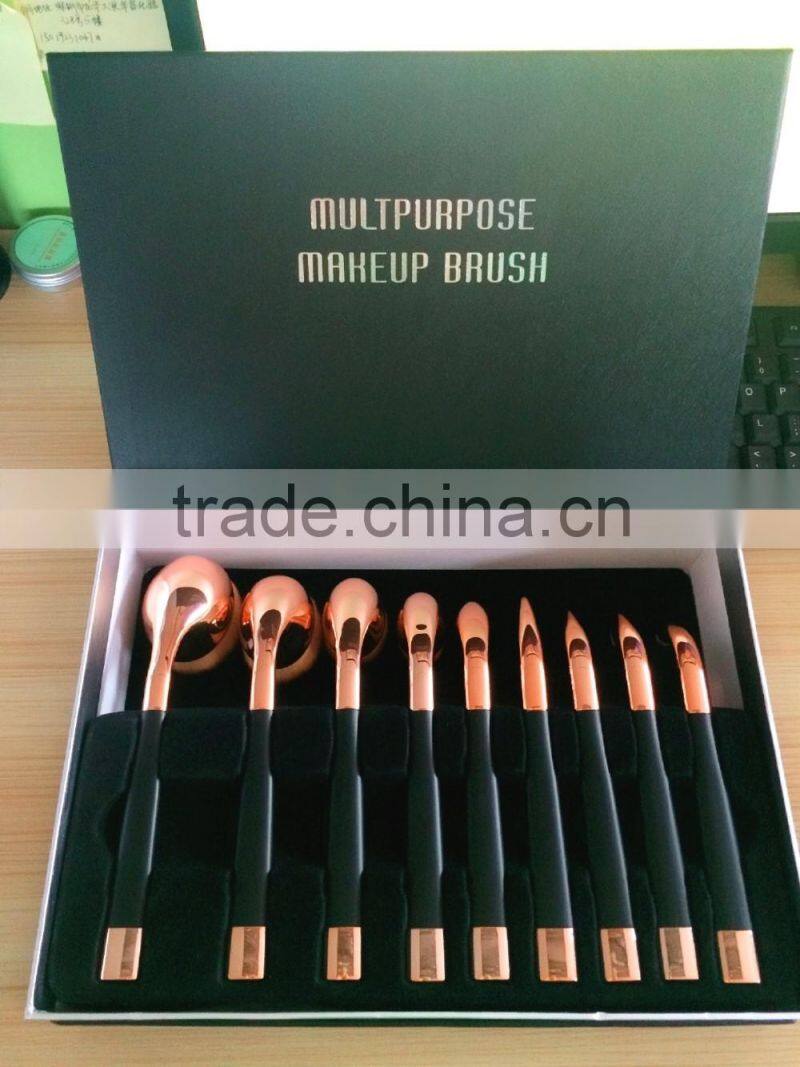 Hot Sales 9Pcs Golf Oval Makeup Brushes Mini Golf Brush Professional Cosmetic Brush