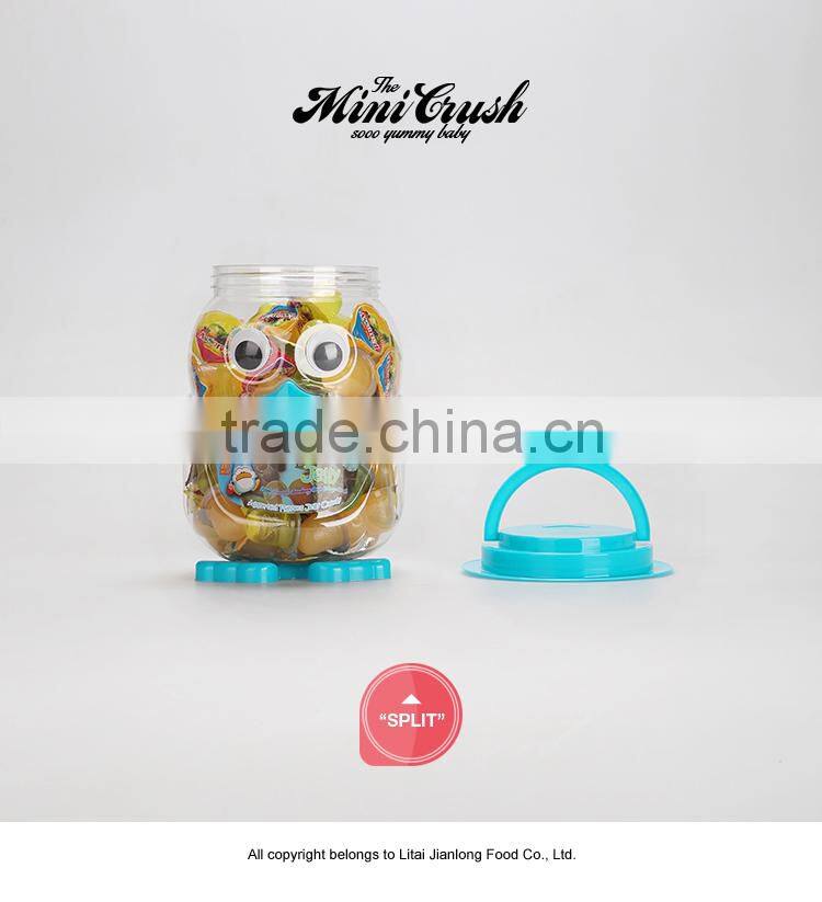 China wholesale snacks!100pcs assorted mini cup jelly candy in cute animal jar