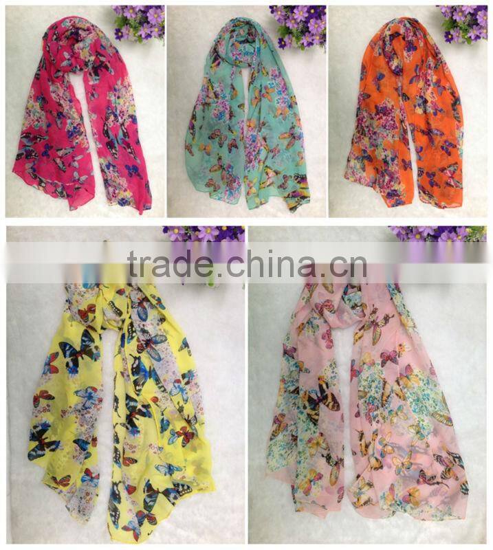 2014 New Fashion Lady Women Soft Butterfly Scarf Pashmina Shawl Wrap Large Print Stole Neck Warm