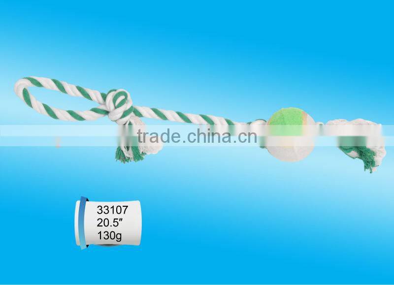 Cotton or nylon "8" shape dog rope happy pet toy with two balls