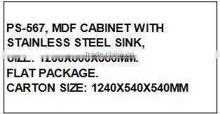 PS-567 MDF CABINET WITH STAINLESS STEEL SINK size 1200x500x850mm