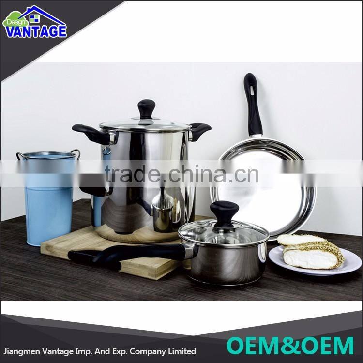 7pcs colorful cooking pot and frying pan bakelite handle non-stick cookware sets