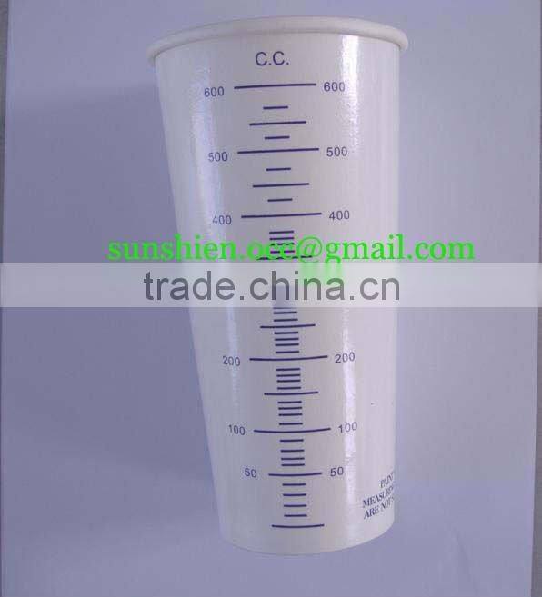 Silicon free plastic/paper paint calibrated mixing cups