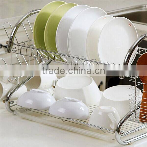 Hot Sale 2 Tier Kitchen Metal Corner Dish Rack