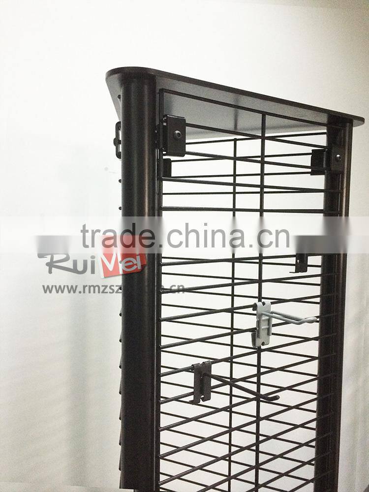 2015 new design 3 sided wire meshes metal display rack/shand