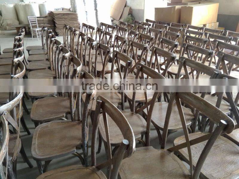 Solid wood stacking antique finish cross back chair