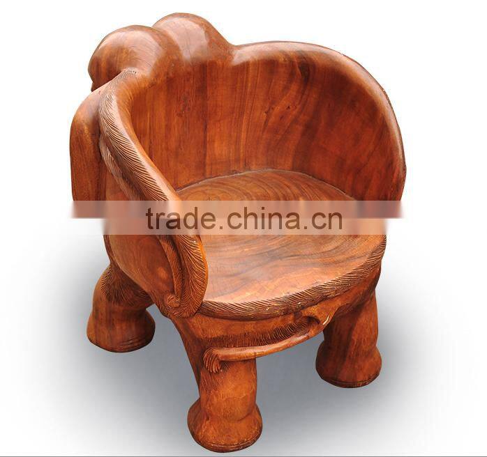 Southeast Asia Style Elephant Shape Wood Chair, Exquisite Handcarving Living Elephant Single Seater Chair (BF01-X1163)