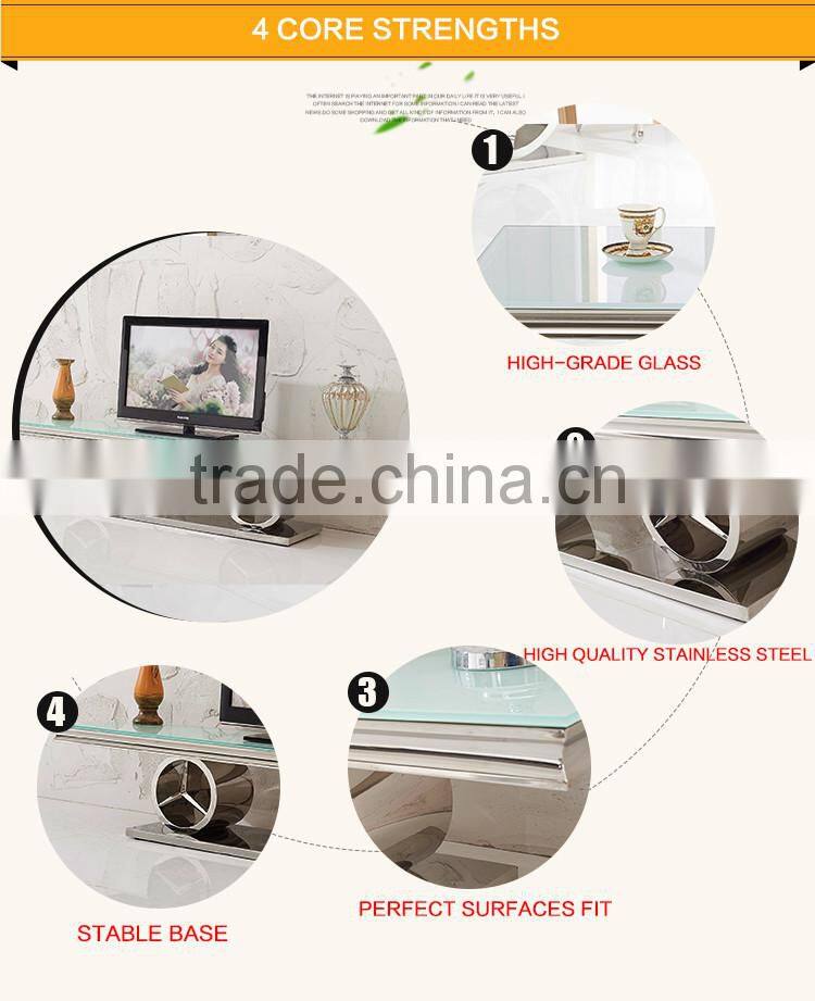 E413 Home Funituire Tempered Glass Modern TV Stand Showcase