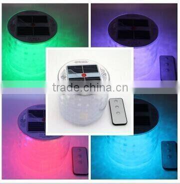 Factory Direct Sale Foldable Solar Inflatable Camping LED Lamp Outdoor Waterproof Portable Camping Colorful Night Light