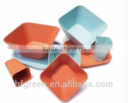 biodegradable bamboo fiber dinnerware sets with plate(L),plate(S),bowl and cup