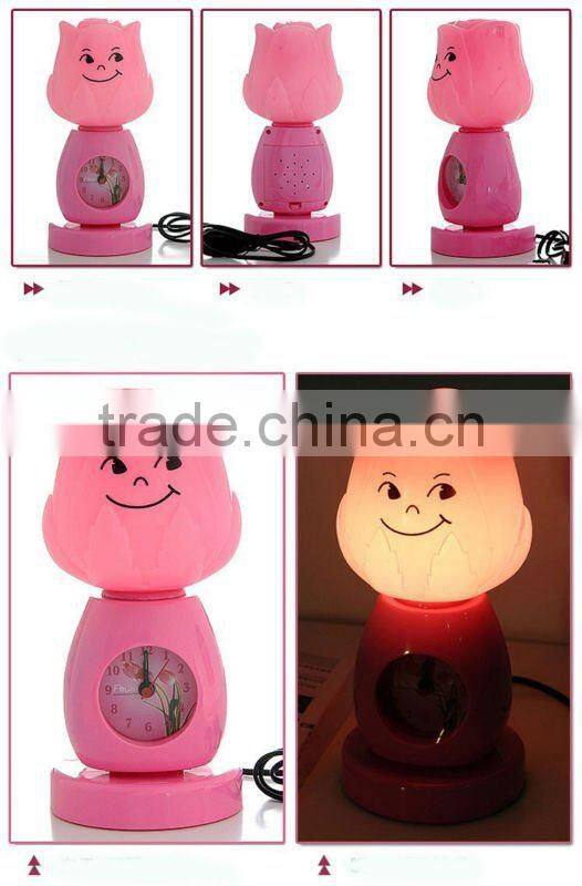 Fashion rose elf smiley clock lamp