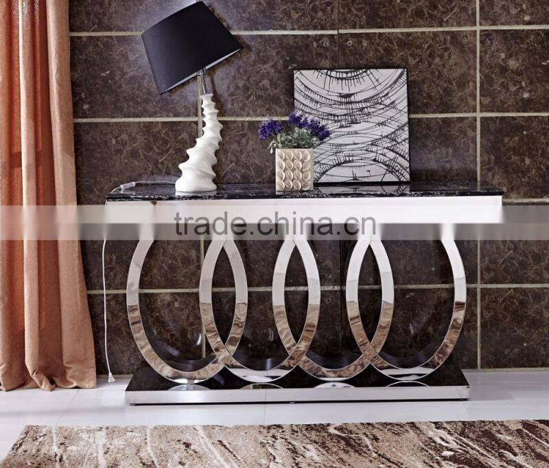 Ring Metal Base Marble Hotel Console Table