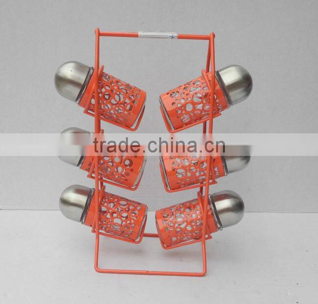 china manufacture spice tools glass salt pepper celler set with rack