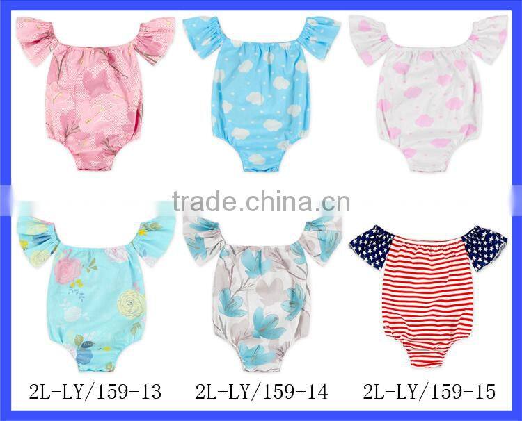 New Style Fashion Cotton Floral Baby Playsuit Off Shoulder Jumpsuit Boutique Baby Rompers 2017