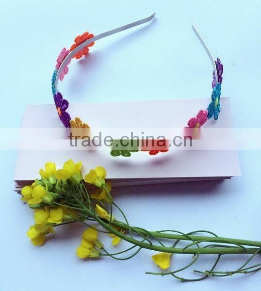 China factory price latest design custom cheap fabric hair band wool felt flower headband for kids girls women men boutique