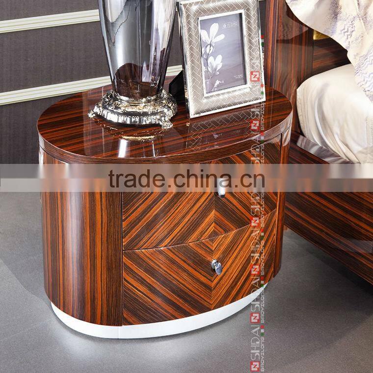 Wood double bed designs with box, Royal luxury bed room furniture