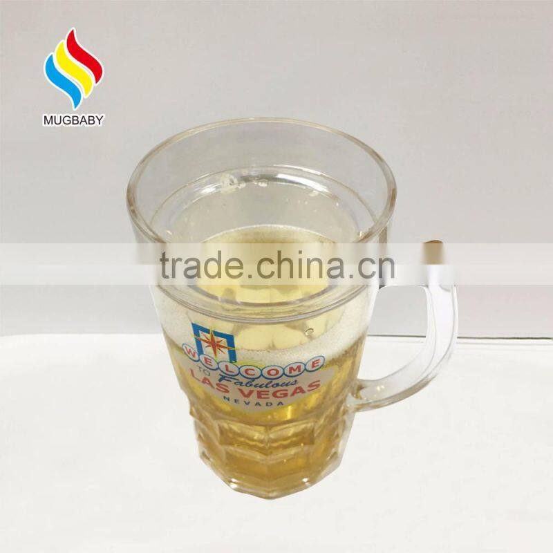 Summer Promotion Double Wall Plastic Beer Tumbler Ice Mug with Handle