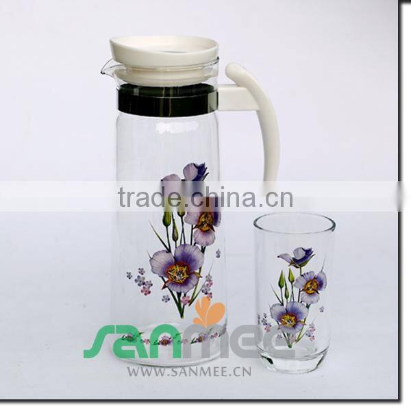 1L Heat Transfer Colorful Big Juice Gift Glass Water Sets