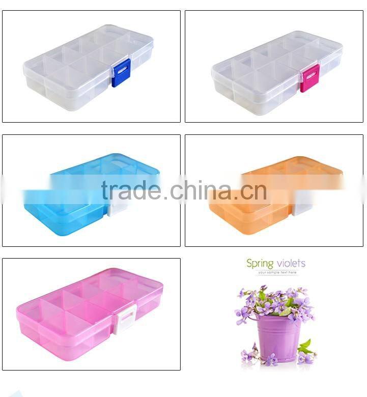 10 Slots Clear Plastic DIY Divider Container box Electronic Components Storage box