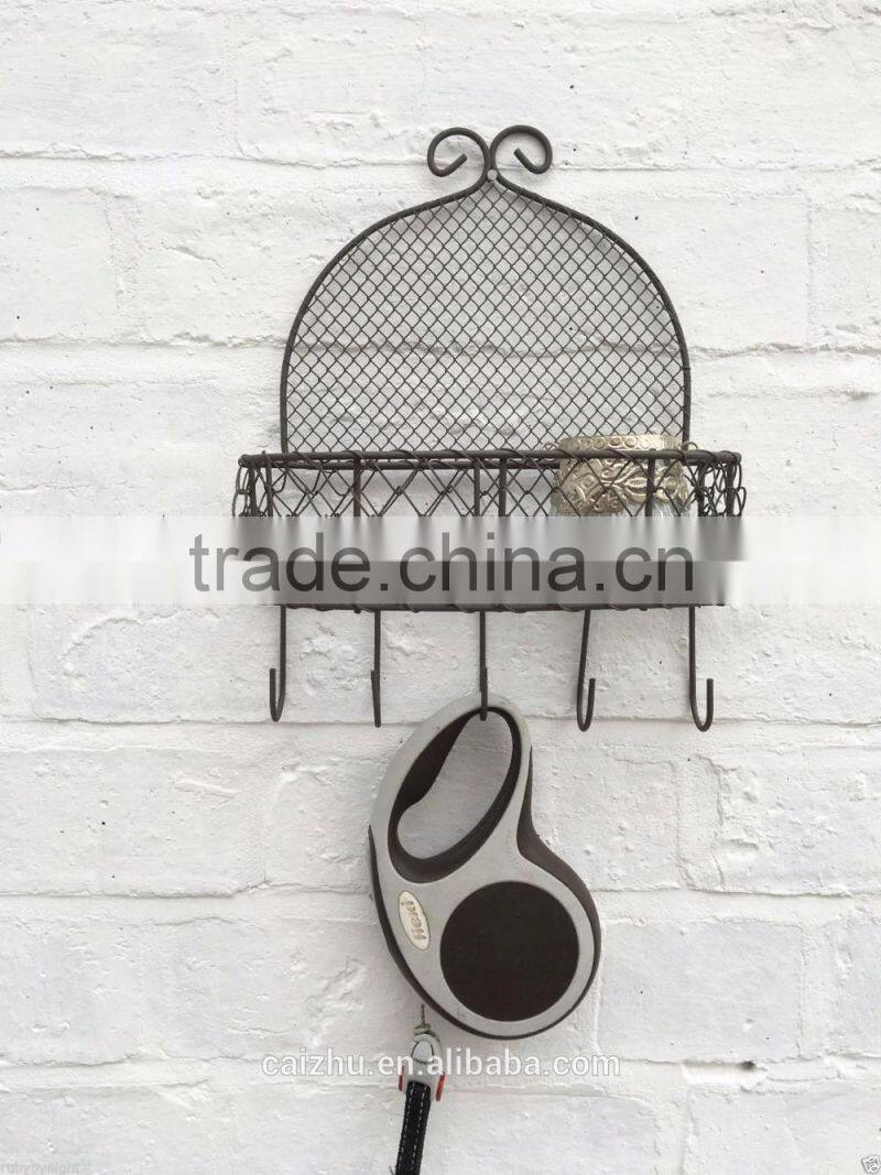 Vintage Rustic Wire Wall Shelf Unit Storage Basket for Kitchen Bathroom Chic