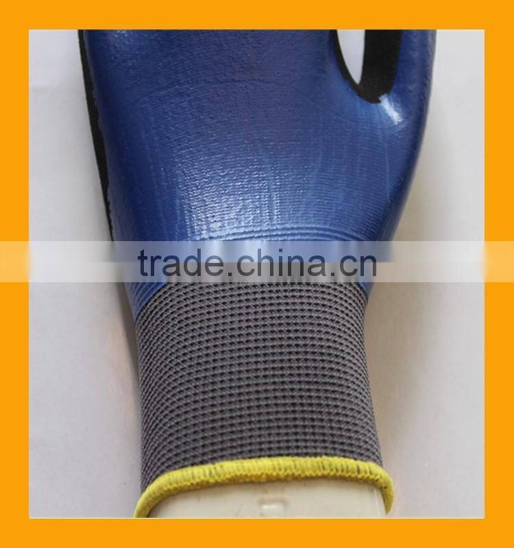 Chemical Resistant Smooth Nitrile Fully Dipped Grip Sandy Nitrile Palm Double Coated Work Gloves