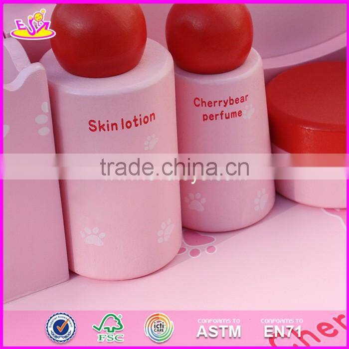 2017 New design lovely pink girls wooden toy dressing table W08H077