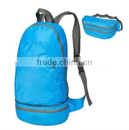 New style waterproof nylon sport waist bag/sport backpack with Dual-purpose bag