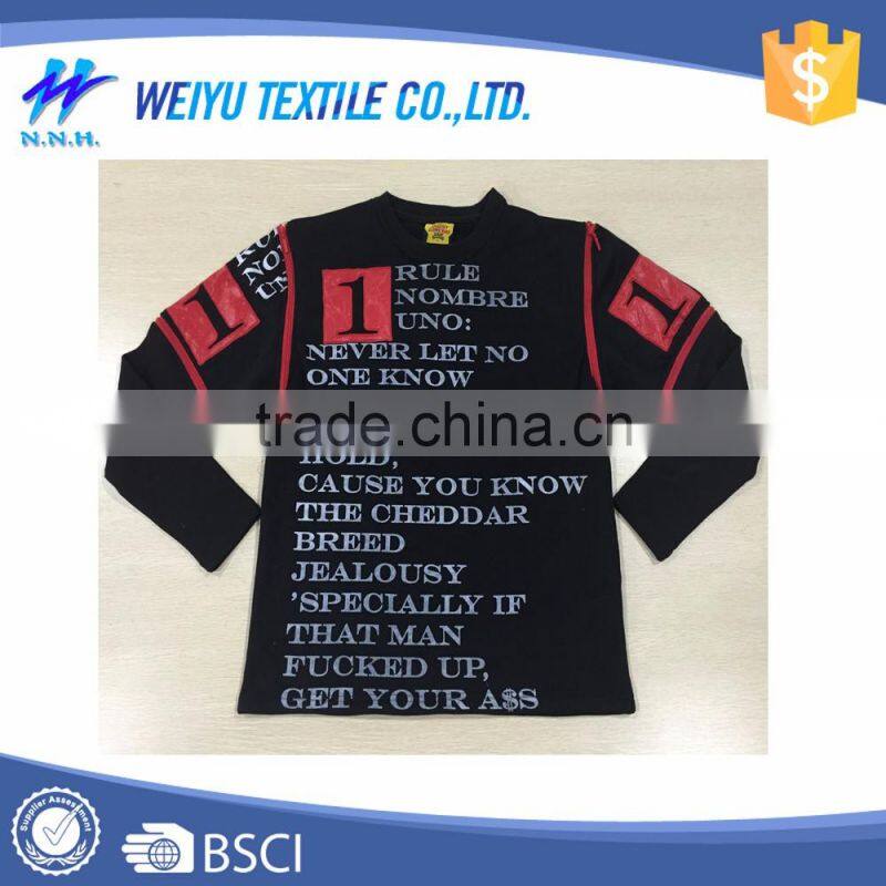 Wholesale custom quality plain long sleeve teen boy t shirts