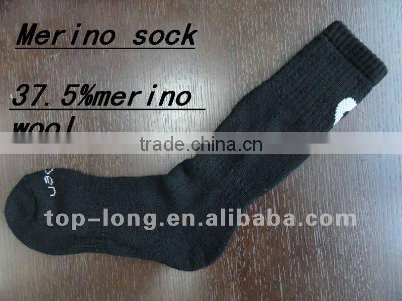 Black Merino long sports sock men