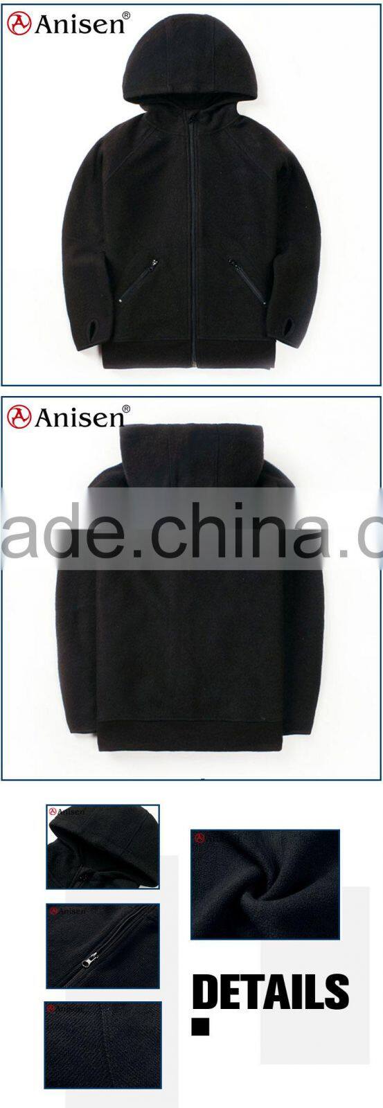 children garment windproof black zipper-up with hoodies polar fleece children's coats
