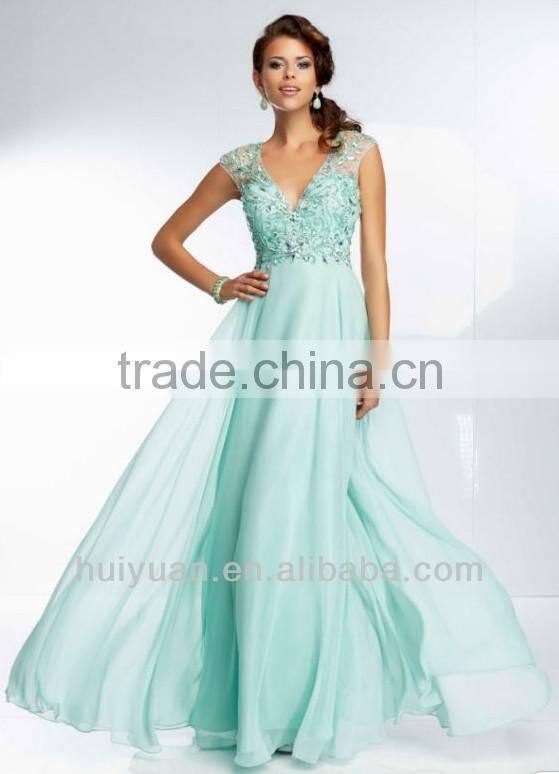 Cap Sleeves Beaded Bodice Short Sleeve Bridesmaid Dress