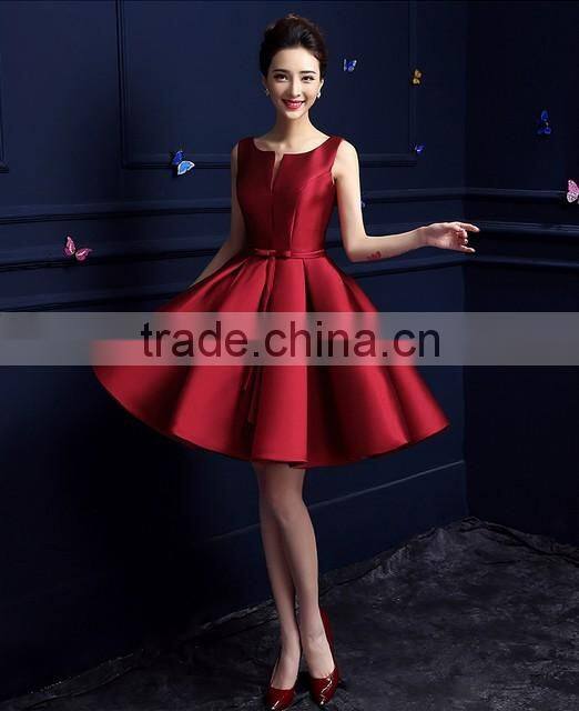 sexy tight short design satin red prom dress