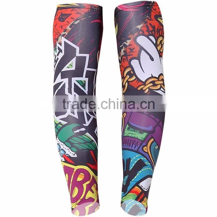 Custom elastic lycra sublimation slimming arm sleeves with UV Sun Protection