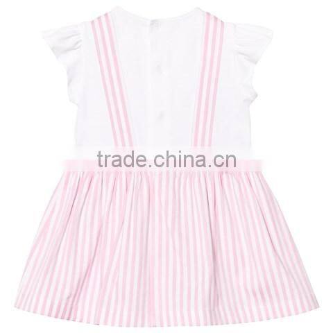 New arrival kids clothes frocks design 100% cotton pink stripe latest children girl dress