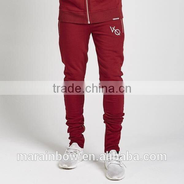 Essential Fitness Blood Red Tapered Gym Sweatpants Men Joggers Cotton Fleece Jogger Pants OEM Wholesale