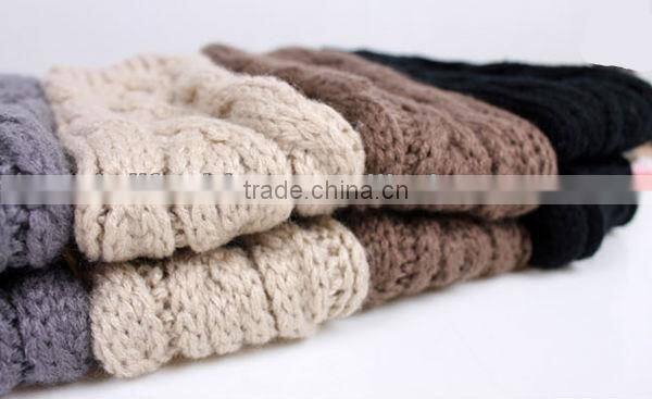 Fashionable long sleeve chunky cable pattern knit winter gloves