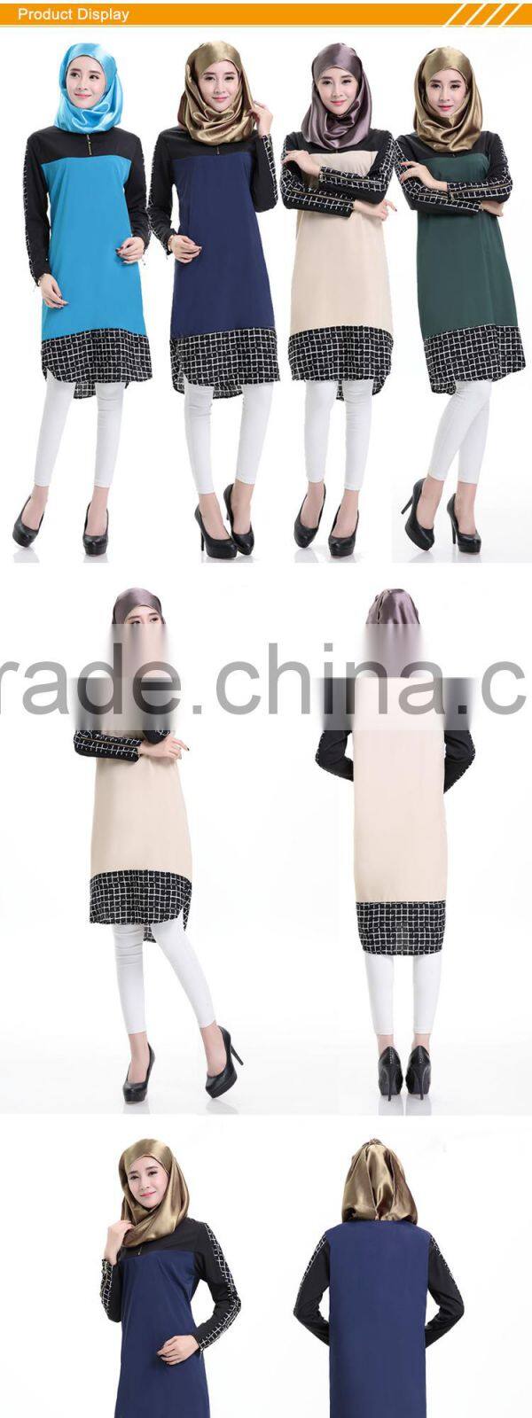 Zakiyyah 33145 Four colors islamic turkey muslim abaya in plaid pattern design girls without long sleeve dress clothing dubai