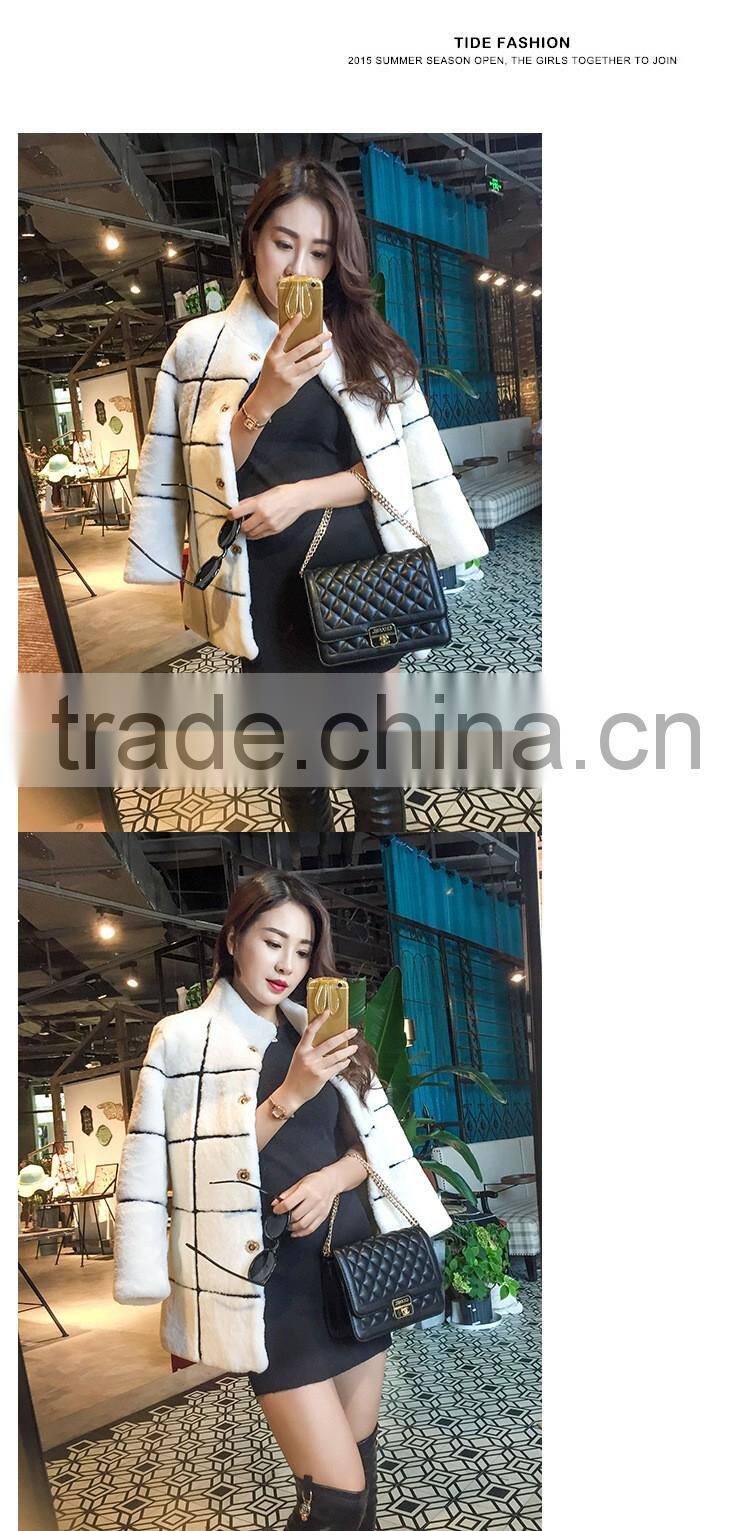 Europe style 2015 hot salestype winter woman sheep fur skin overcoat lady faux fur jackets