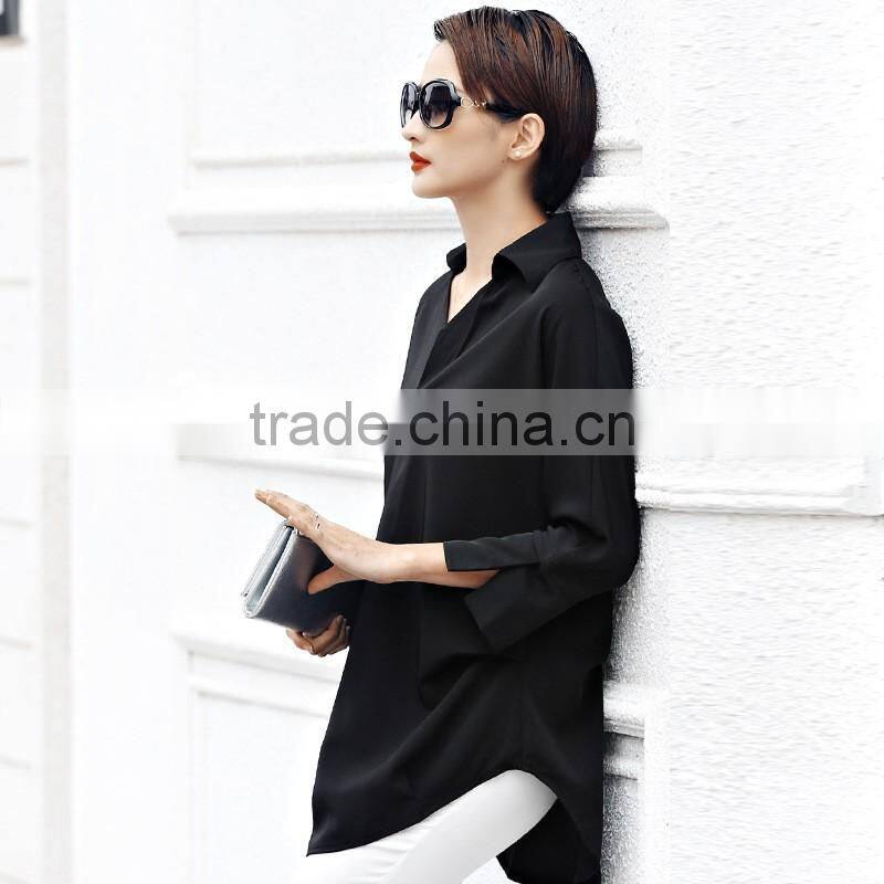 High Quality Europe style Fashion Plus size loose White Dress shirts for ladies