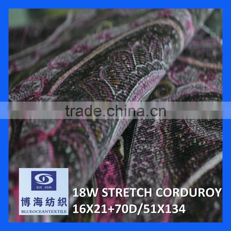 18W STRETCH CORDUROY 16X21+70D/51X134