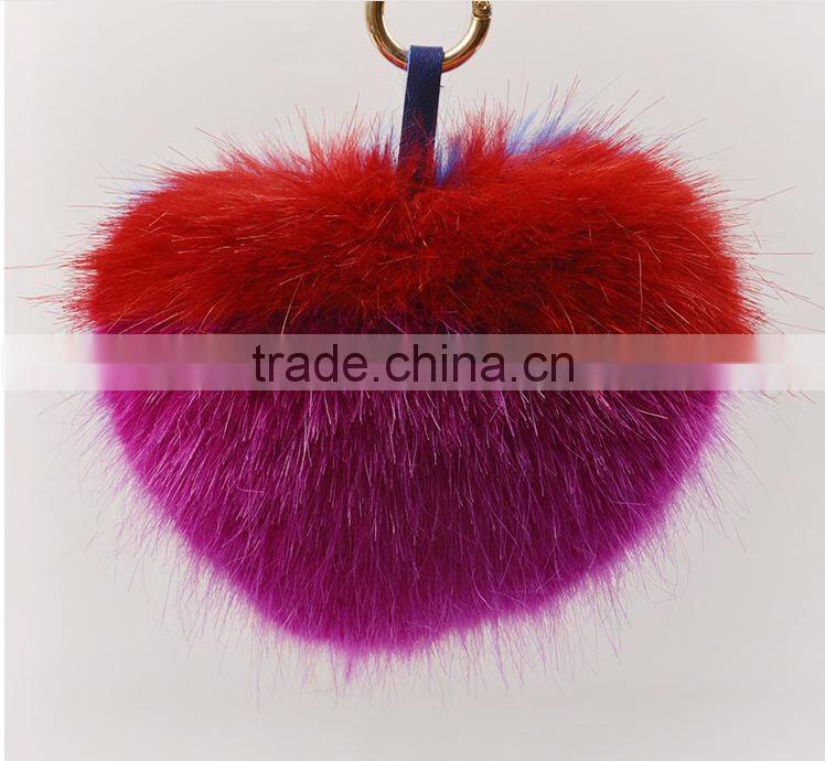faux rabbit fur peach heart super Meng cell phone bag pendant key ring keychain special