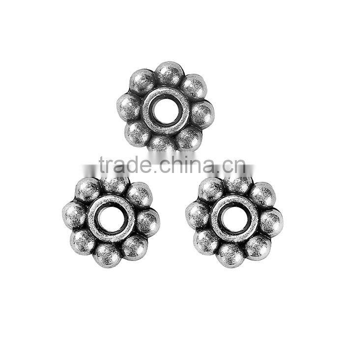 Zinc Based Alloy Spacer Beads Flower Antique Silver