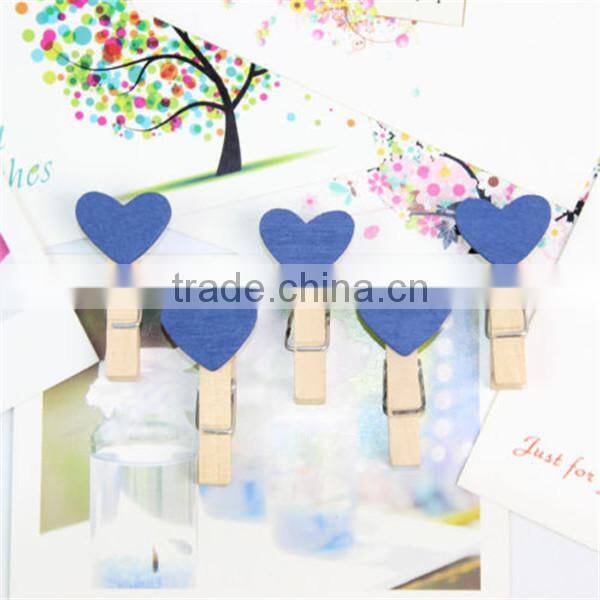Cute Felt Heart Mini Clip Wood Pegs Kid Craft Party Favor Supply 35mm