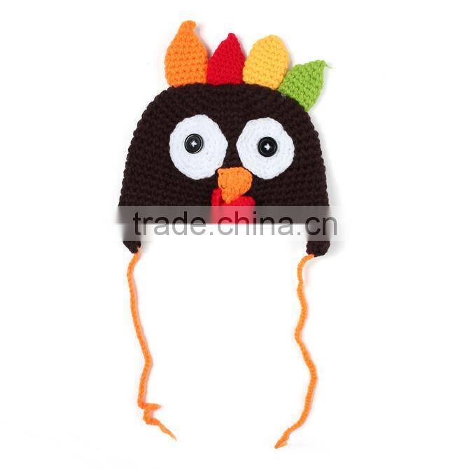 2017 Fashion Cute Turkey Animals Shape Crochet Acrylic Soft Ear Cover Baby Beanie Hat